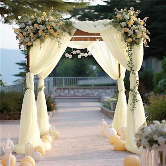 Arch Drapes for Wedding Arch Draping Fabric 2 Panel Sheer Backdrop Curtain - Picture 2 of 8